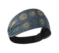 tplaotee Boho Moon Dark Blue Cooling sports headbands for women Elastic tennis sweatbands for Yoga Workouts make up washing face