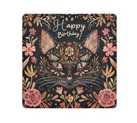 tplaotee Boho Moroccan Style Happy Birthday cat Bronze Self Adhesive Makeup Travel Case Cloth Cosmetic Organizer Wrap Camera Lens Cloth Wrapper Makeup For Women Size 21.7x21.7in