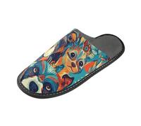 tplaotee Boho Style Primitive Dogs Warm Women Slippers Soft Slippers For Women Indoor with Memory Foam For House, Bedroom