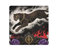tplaotee Brown Leopard purple rose Gothic style Self-Adhesive Make Up Bag Cloth Make Up Organizers Wrap Camera Lens Cloth Wrapper Cosmetic Organizers For Travel Size 21.7x21.7in