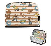 tplaotee Brown White Vintage Western Cowboy Pencil Bag Large Capacity Make Up Bags Large Stationery Storage for Men School Supply bolsas de maquillaje para mujer