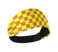 tplaotee Buffalo Plaid Check Yellow Chocolate Moisture Wicking fashion headbands for women Elastic sweatbands for Running Cycling basketball tennis