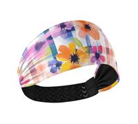 tplaotee Buffalo Plaid Flowers Cooling thick headband Stretchy sweat bands for Running Running basketball basketball