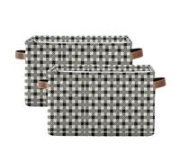tplaotee Buffalo Plaid Ivory Black Beige storage baskets,folding and waterproof pantry baskets with sturdy handle rack Decoraciones Decoraciones 2 Piecing for desk gadget