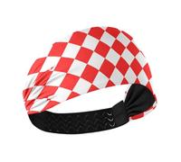 tplaotee Buffalo Plaid Red White no slip cloth headbands for women Stretchy sweatbands for Athletic Sports Workouts hiking Volleyball