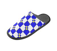 tplaotee Buffalo Plaid White Blue Yellow Womens Slippers Woman Indoor Slippers with Memory Foam For House, Bedroom