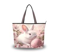 tplaotee Bunny Rabbit Egg Flower Easter Everyday Tote tote with pockets handbags for women shoulder for Travel,work,shopping, Bunny Rabbit Egg Flower Easter, M