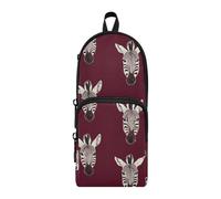 tplaotee Burgundy zebras Simple Nylon 3 Compartments Storage Pen Case Pencil Bag Multi-purpose and aesthetic Pencil Cases For College Stationery pouching for Adolescents Elementary 1600ml