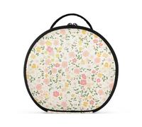 tplaotee Buttercup and Sweet Potato Pattern white and peach Cosmetics Bag Vertical Free-Standing stylish Make Up Bags For Women with adjustable dividers 11 IN