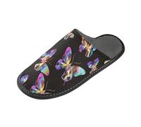 tplaotee Butterflies with Shifting Shimmering Colors Warm Womens Slippers Slippers For Womens with Memory Foam For House, Bedroom