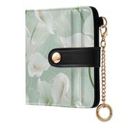 tplaotee Calla Lily Flower Pastel Colors Mint Green Ladies Premium Foldable Wallet Convenient PU Leather Wallet With Card Slots for Women