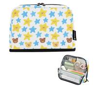tplaotee Cantoon Blue Yellow Stars Cute Bears Pencil Bags Large Capacity Pen Pencil Case Multifunctional Stationery Pen Bag for Women Cosmetics estuche para lapices