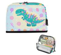 tplaotee Carton Cute Green Dinosaur Pencil Organizer Case Large Capacity Pen Case Multi-Slot Stationery Pen Bag for Nurse High School cartuchera escolar para ninas