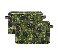 tplaotee Cartoon Black Cat Green Leaves storage baskets,collapsable and waterproof durables fabric cube storage bins with sturdy handle tub essentials essentials 2 Piecing for bedroom sweater