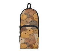 tplaotee Cartoon Capybaras Nylon 3 Compartments Pencil Bag For Teens Big Capacity Slot Pencil Case Stationery pouching Bag for Adolescents School supplies 1600ml