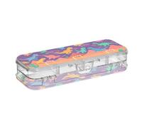 tplaotee Cartoon Colorful Dinosaur Red Mountain Designed Clear Pencils Box Double Layer Pens Case Boxes For Kids With Snap And Lid