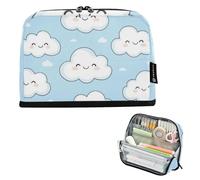 tplaotee Cartoon Cute Blue Clouds Pencil Cases Large Capacity Upright Storage Bag Cute Desk Organizer for Nurse School bolsita para lapices
