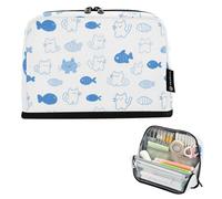 tplaotee Cartoon Cute Cats White Fish pencil pouches Large Capacity Pen Case Organizer Multi-Purpose Organizer Box for Boys Cosmetics cartucheras para mujer