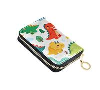 tplaotee Cartoon Cute Colorful Dinosaur leather card holder wallet for men with Cion Purse RFID Blocking men's card & id cases with zipper billetera para hombre