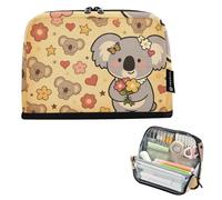 tplaotee Cartoon Cute Koala Brown Pencil Storage Case Large Capacity Upright Storage Bag Soft Desk Organizer for Girls Travel utiles escolares para adolescentes