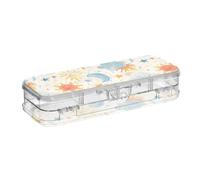 tplaotee Cartoon Cute Sun Moon Childish Designed Plastic Pencil Box Clear Double Deck Transparent Pens Case For Craft Art With Lid