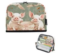 tplaotee Cartoon Cute Teacup Pig Flower Pink pencil pouches Large Capacity Make Up Bag Sturdy Organizer Box for Girls Kindergarten bolsas para lapices