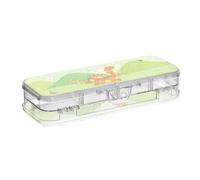 tplaotee Cartoon Dinosaur Green Mountain Designed Clear Pencil Box Double Layer Pens Case Hard For Craft Art With Snap Lid