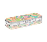 tplaotee Cartoon Dinosaur Paradise Orange Designed Plastic Pencil Box Clear 2 Layer Boxes Pens Case For Stationery With Lid