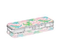 tplaotee Cartoon Dinosaurs Party Designed Clear Pencils Box 2 Layer Pens Case Hard For School With Snap-Tight Lid