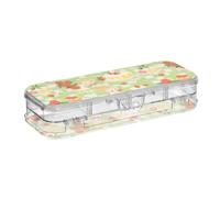 tplaotee Cartoon Fruit Cake Green Designed Plastic Pencil Box Clear Double Layer Transparent Hard Pens Case For Stationery Supplies With Lid
