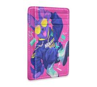 tplaotee Cartoon Funny Dog Hip Pop Neon Color leather men wallet slim with money clip RFID Blocking card case for Men and Women