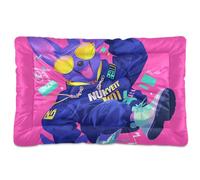 tplaotee Cartoon Funny Dog Hip Pop Neon Color Washable Pet Sleeping Mat Non-Slip Soft Comfortable Dog Crate Mat for Medium/Large Dogs 36" x 24"