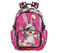 tplaotee Cartoon Funny Robber Bunny Cute School Clear Backpack Lightweight Casual See Through Bag Backpack for Student School Workout, Age 7-18