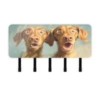 tplaotee Cartoon Funny Vizsla Dogs Keys Holder on Wall with Mail Organizer & 5 Self-Adhesive Hanging Wall Hanger for Decorations Entryway Hallway