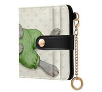 tplaotee Cartoon Grey Bunny Ladies PU Leather Bifold Wallet Convenient PU Leather Folding Wallet for Woman Girl