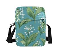 tplaotee Cartoon Lily Of The Valley Turquoise crossbody messenger bag men's shoulder bag Casual Everyday Purse Lady Shoulder Handbags Adjustable Strap for Shopping Shopping business