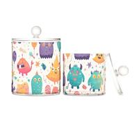 tplaotee Cartoon Monster Boo Clear Plastic storage container with lid Dresser Essentials Decorsmall storage bins for Floss Picks,s,Paper Clips 2 Pack