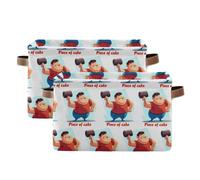 tplaotee Cartoon Muscular Guy Funny storage baskets,Foldable and waterproof baskets for organizing with sturdy handle Hamper Decor Decor 2 pack for store blanket