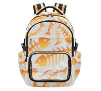 tplaotee Cartoon Orange Fish Bones Clear Kid Backpack Cute Sturdy Sports Backpack Workout Bag for Boys Girls Kids, Age 7-18