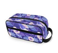 tplaotee Cartoon Purple Morning Glory Flowers Birds Portable Makeup Bag with hanging hook Portable Makeup Bag With Handle with Compartments & Handle