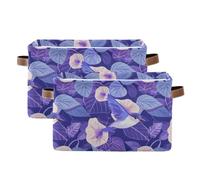 tplaotee Cartoon Purple Morning Glory Flowers Birds storage baskets,Foldable and waterproof pantry baskets with sturdy handle bins Decorations Decorations 2 pack for bathroom gadget