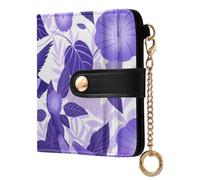 tplaotee Cartoon Purple Morning Glory Flowers Birds Women's Small Folding Wallet Cute Everyday PU Leather Wallet for Women Girls