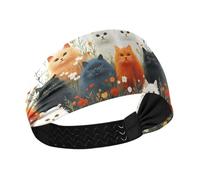 tplaotee Cartoon Turkish Angora Cats White Cooling headband for women fashion Stretchy head bands for women for Yoga Daily use washing face make up