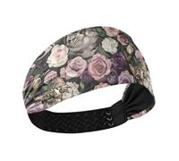 tplaotee Cat Surrounded by Roses Moisture Wicking women's headbands Elastic sweaty bands for Gym Athletic Sports washing face tennis