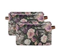 tplaotee Cat Surrounded by Roses storage baskets,Foldable and waterproof baskets organization and storage boxes with sturdy handle stuff Decorative Decorative set of 2 for shoe bedding