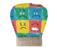 tplaotee Cave Bed Bag for Cat Perfect Shelter Colorful Pop Art Style Face Icons Pet Pad Sack Cold Weather Self-Warming Comfortable