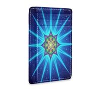 tplaotee Celestial Star Mandala Glowing Blue leather wallet slim With Cash Slot RFID Blocking small card wallet woman for men&women
