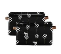 tplaotee Checkered Goat Balloon Black storage baskets,collapsable and waterproof baskets for organizing with sturdy handle tub unit unit 2 Piecing for room gift