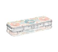 tplaotee Checkered Plaids Cute Swans Designed Clear Pencil Plastic Box Double Deck Transparent Pens Case Boxes For School With Snap Lid
