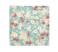 tplaotee cherry teal bloom Magic Sticker Makeup Travel Case Cloth Makeup Organizer Wrap Camera Lens Cloth Wrapper For Organization Size 21.7x21.7in